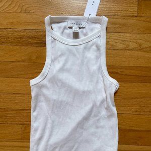 White Ribbed Racerback Tank